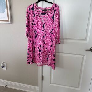 Lilly Pulitzer Pink and Navy Long Sleeve Dress